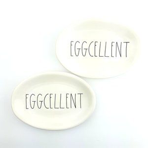 Rae Dunn Eggcellent Snack Dessert Plate Set Of 2